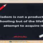 Wisdom is not a product of schooling but of the lifelong attempt to acquire it