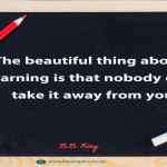 The beautiful thing about learning is that nobody can take it away from you
