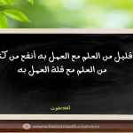 قليل من العلم مع العمل به أنفع من كثير من العلم مع قلة العمل به